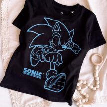 تیشرت پسرانه بچه گانه برند H&M مدل sonic مشکی