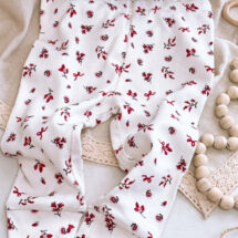 شلوار بچه گانه دخترانه برند H&M کبریتی گل و پاپیون قرمز