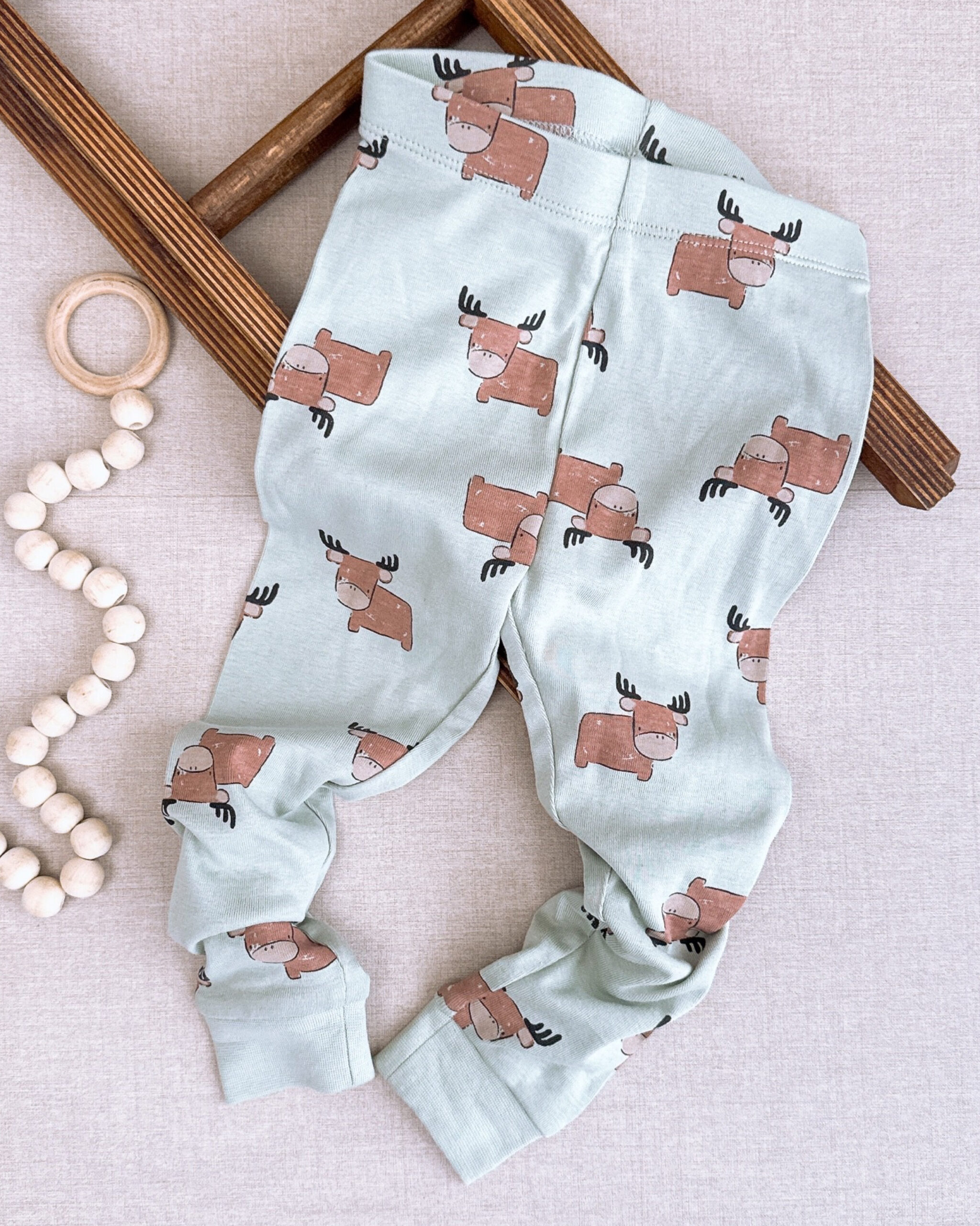 شلوار بچه گانه دخترانه برند H&M سبز cow
