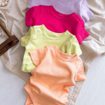 بادی نوزادی برند H&M مدل رنگی ساده آستین کوتاه