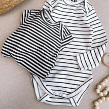بادی نوزادی برند H&M مدل سفید راهدار مشکی