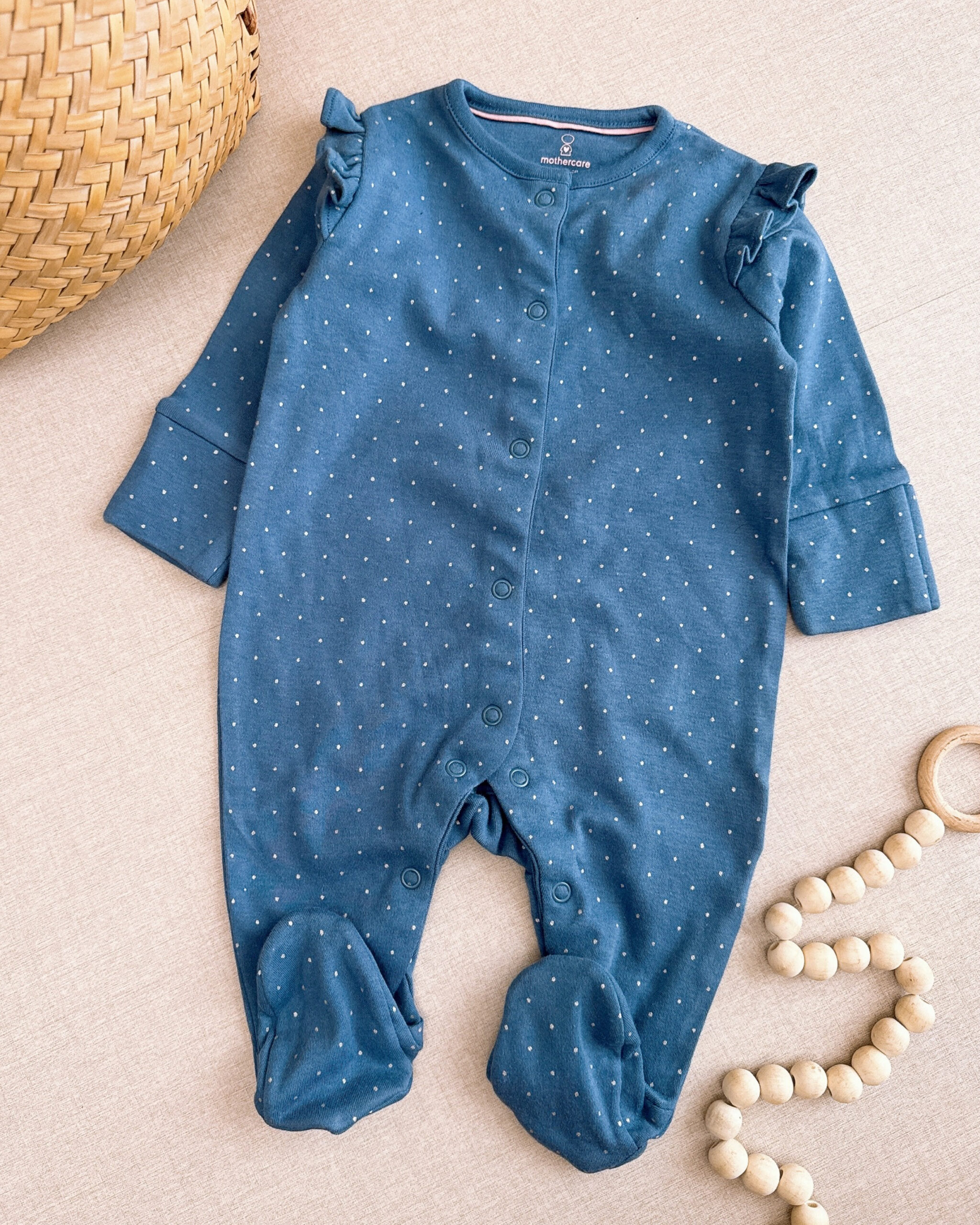 سرهمی نوزادی Mothercare مدل آبی چیندار خالدار